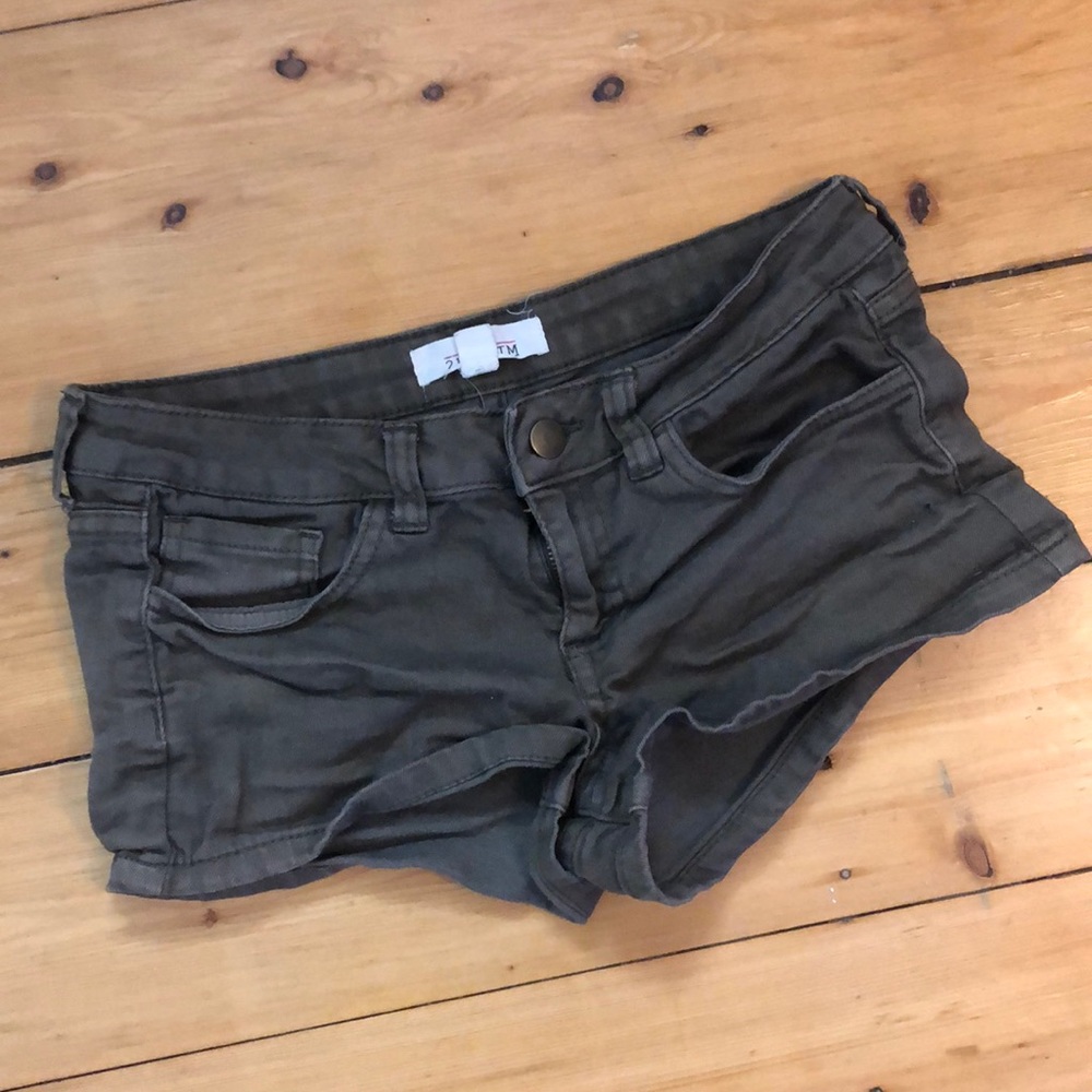 Olive green denim short shorts forever 21